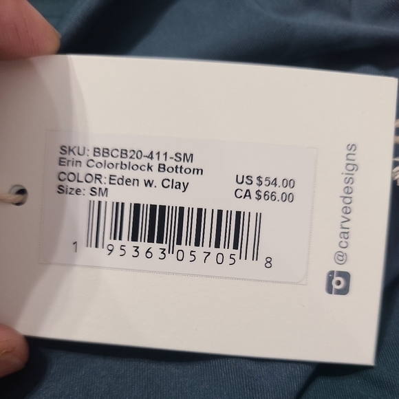 NEW Carve Designs Women's Eden w. Clay (Green & Coral) Bottom Swim Sz. S NWT - Picture 5 of 5